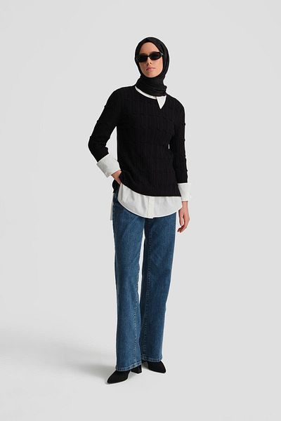 Armine Black Knitwear Tunic - 24Kd2803 Model