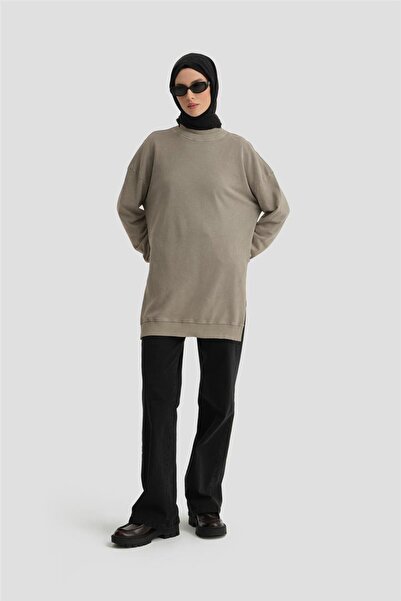 Armine Yıkama Efektli Sweat 24kd6805 Vizon