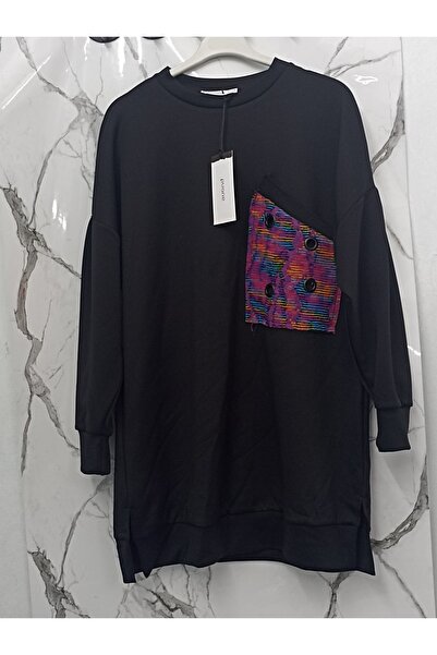 Puane Women's Scuba Fabric Colorful Pocket Detailed Tunic