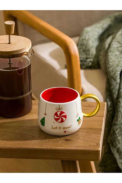 LC Waikiki Ecru Christmas Themed Ceramic Mug 445 ml