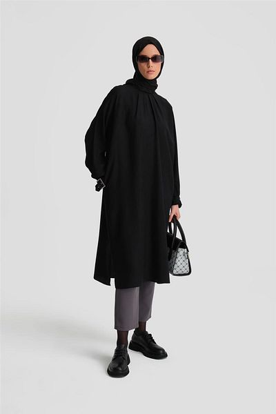Armine Black Buckle Tunic Dress - 24K4314