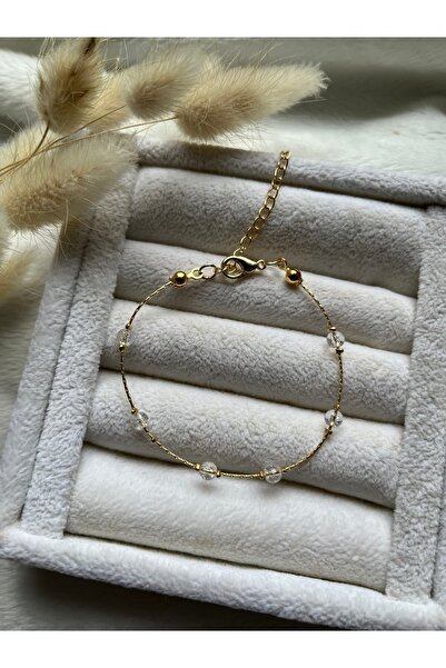 PelvedDesign Minimal Necef Taşı Altın Kaplama ince tasarım Bileklik