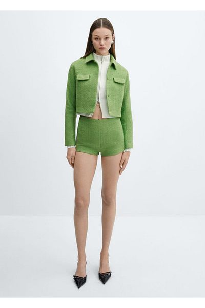 MANGO Woman Jachetă scurtă din tweed cu buzunare