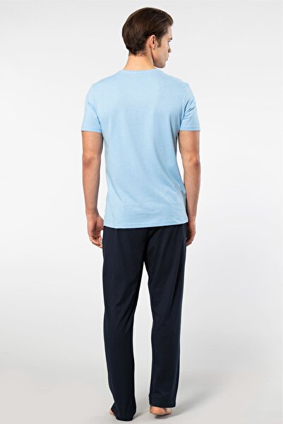 Cacharel 2192/Light Blue Men's Short Sleeve Modal Pajama Set