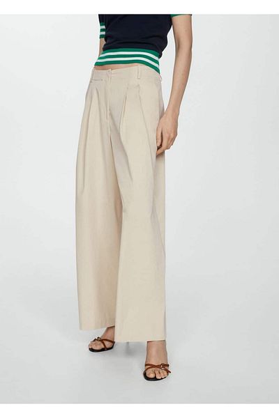 MANGO Woman Wide Leg Collar Trousers