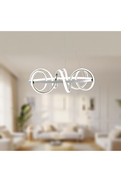 TT AYDINLATMA Tt314-Kr Lighting - 3 Color Light Modulus, Large Coiled Model, Chrome Plated Led Chandelier