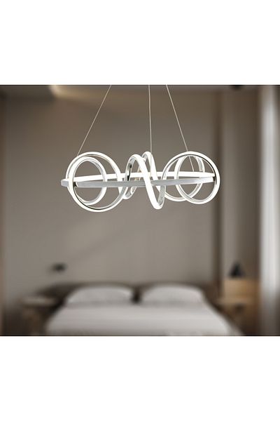 TT AYDINLATMA Tt314-Kr - Yellow Light Large Spiral Lighting Led Chandelier, Chrome Plated