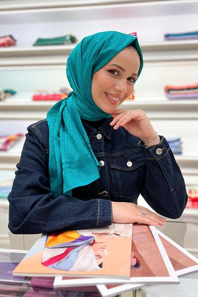 Armine Zigzag Pattern, Cotton Jacquard Shawl - Dia7-4821 - Turquoise
