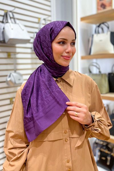 Armine Model de lanț, șal jacquard din bumbac - Dia6-21086 - violet