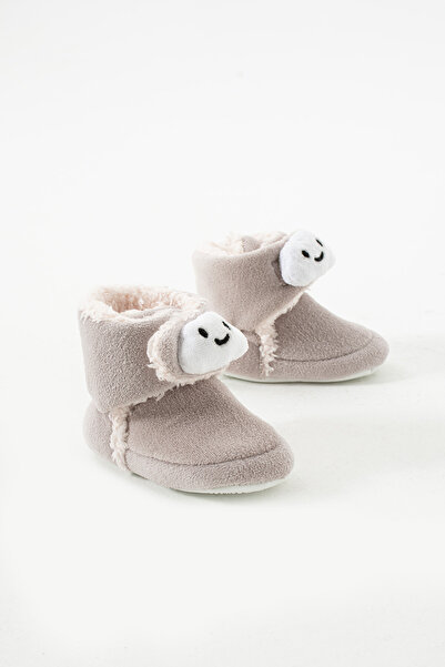 yummy kids Baby Velvet Velcro Comfortable Anti-Slip Sole Brown Booties