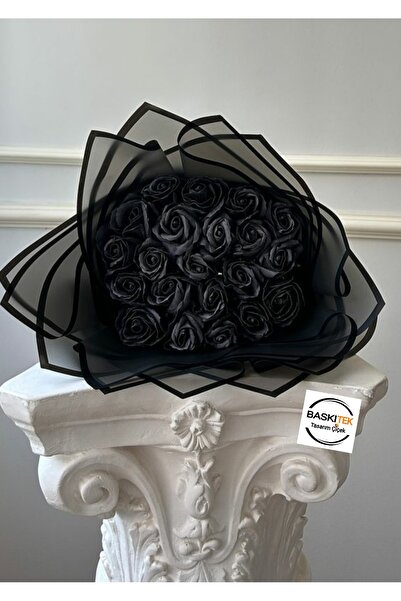 baskıtek Siyah Gül Buketi, İsteme Çiçeği, Sevgiliye Özel Yapay Siyah Gül Çiçeği