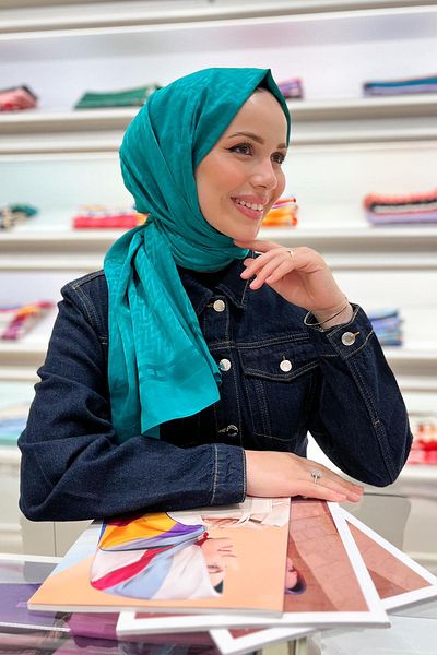 Armine Zigzag Pattern, Cotton Jacquard Shawl - Dia7-4821 - Turquoise