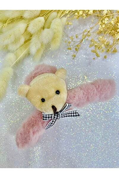 SHEKER HOME Teddy Bear Plush Peg Buckle - Dark Pink