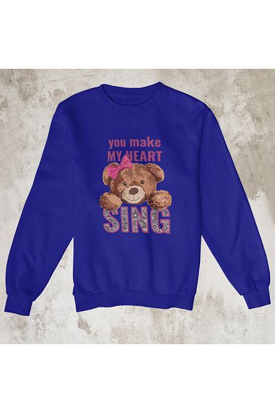 SUNFREE SWEATSHIRT OVERSIZE DIN BUMBAC IMPRIMAT TEDDY GIRL