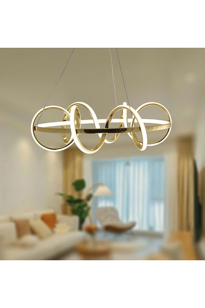 TT AYDINLATMA Tt314-Sr - Yellow Coated Led Chandelier, Large Coiled Model - Daylight