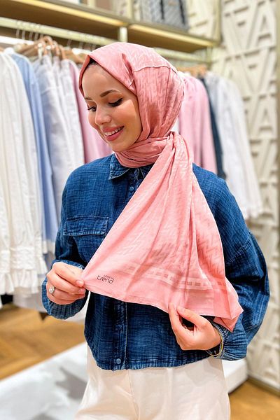 Armine Zigzag Pattern, Cotton Jacquard Shawl - Dia7-4823 - Pink