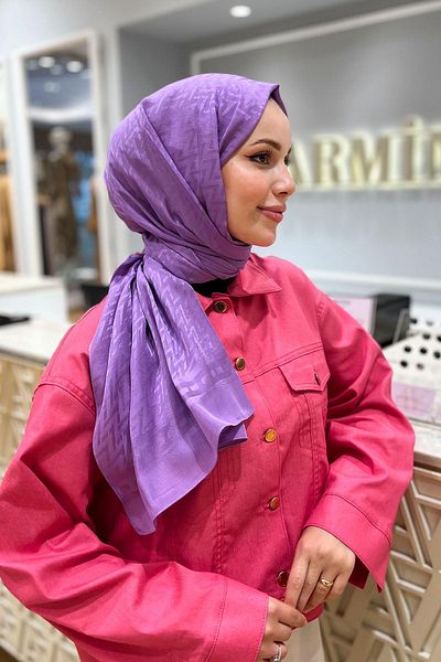 Armine Model în zig-zag, șal jacquard din bumbac - Dia7-4822 - Mov