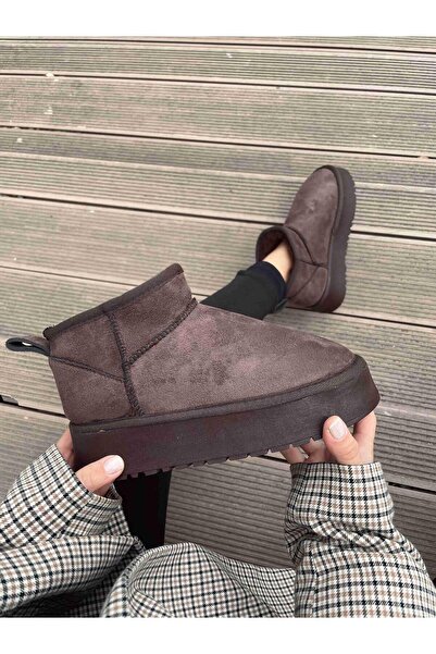 Elvinin Tarzı Rayne Düz Taban İçi Kürklü (Acı Kahve) Renk Kadın Bot