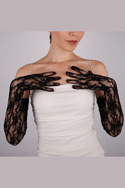 Hobigram Μαύρα δαντελένια Pazu Boy Long Bridal Gloves Party Costume Gloves – Γάντια για πάρτι, κομψό σχέδιο – P
