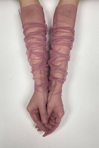Hobigram 10Pcs Dusty Rose Long Bridal Gloves Tulle Gloves Party Gloves Party Accessory – Party Gloves