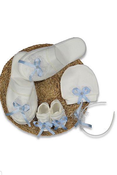 Cherub Baby Mother Baby 4 Piece Crown Bandana Shoes Maternity Set with Slippers