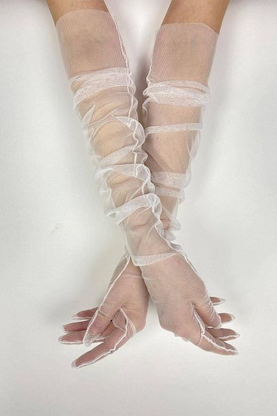 Hobigram 10Pcs Off White Long Bridal Gloves Tulle Gloves Party Gloves Party Accessory – Party Gloves