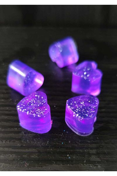 SOO SOAP Purple Glitter Mini Heart Soaps with Lavender in a Decorative Gift Box
