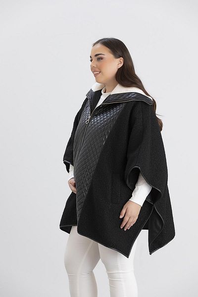 LİYACA Vi̇nleks Faux Leather Maternity Poncho Coat
