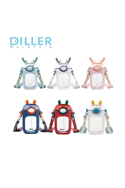 DILLER 400ml Water Bottle with Pipette Cleaning Brush Bpa No Smell Leakage D-T4014