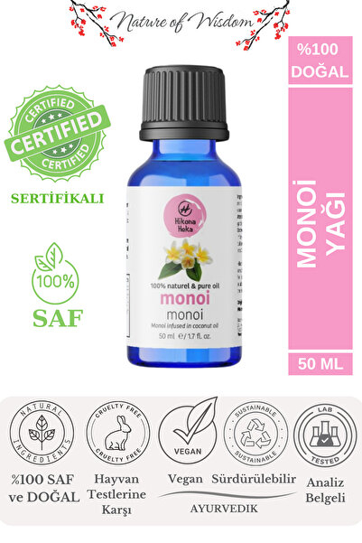 Hikona Heka زيت مونوي (زيت مونوي) نقي وطبيعي 100% معصور على البارد 50 مل