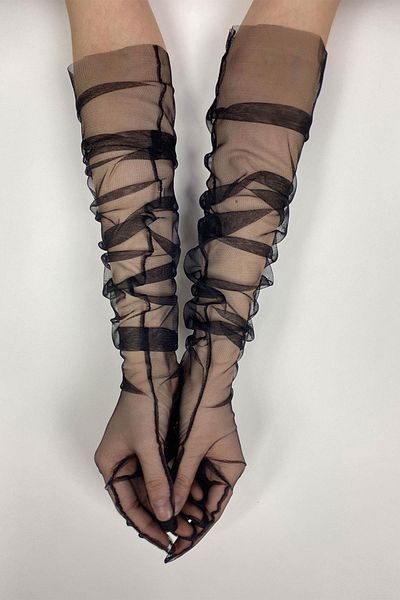 Hobigram Tulle Gloves Party Wedding Wedding Costume Gloves Black Color Stylish Gloves – Party Gloves, Stylish Design