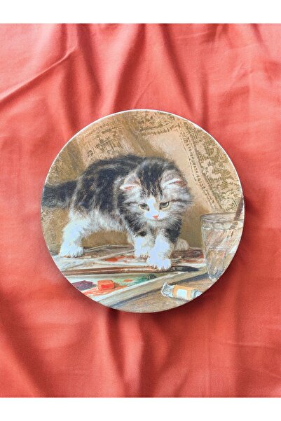 unique florya Duvar Tabağı Dekoratif Duvar Süsü Kedi Köpek Desenli 26cm El Yapımı Hayvan Sevgisi Tablosu
