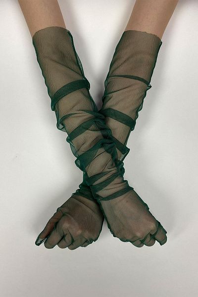 Hobigram Tulle Gloves Party Wedding Wedding Costume Gloves Emerald Green Color Stylish Gloves – Party Gloves – Par