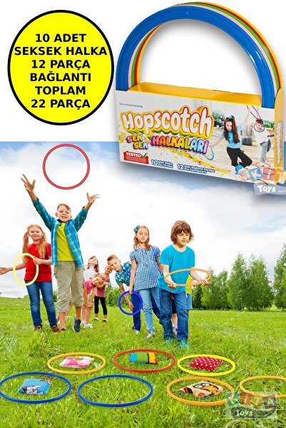 TOYFEST Seksek Aktivite Halkaları 10'Lu (Duyusal Eğitim Çemberleri Atlama Seti)