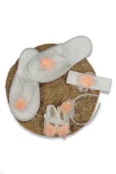 Cherub Baby Mother Baby 4 Piece Crown Bandana Shoes Maternity Set with Slippers