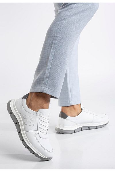Dilimler Ayakkabı Ανδρικά παπούτσια casual από γνήσιο δέρμα Λευκή σόλα Eva με ραμμένο πρόσωπο