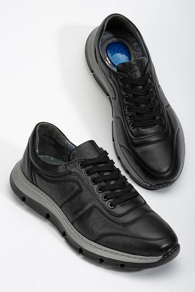 Dilimler Ayakkabı Genuine Leather Men's Casual Shoes Black Eva Sole Face Stitched