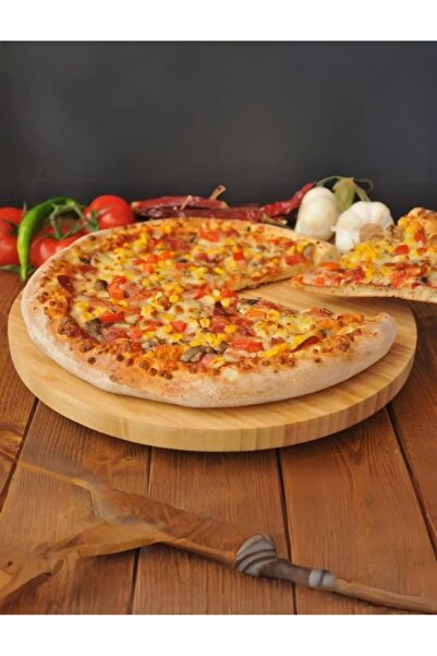 Busstier Bambu 360° Dönen Lüx Servis ve Sunum Tabağı - 30 cm Pizza ve Meze Tabağı
