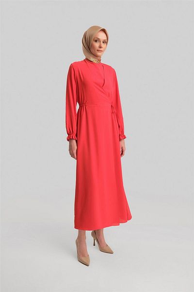 Armine Red Wrap Dress - Ort9230 Model