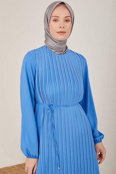 Armine Kobalt 22y9435 Μπροστινό πλισέ φόρεμα
