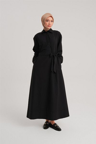 Armine Polo Neck Basic Cotton Dress 24Y9822 Black