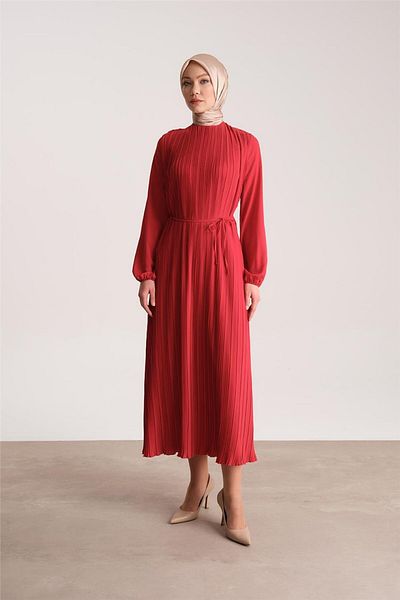 Armine Red Pleated Dress - 24Yd9435