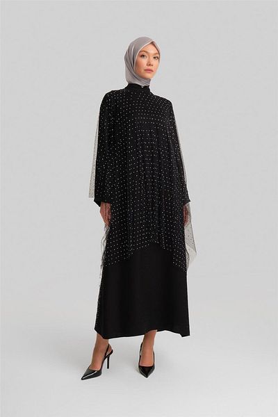 Armine Βραδινό φόρεμα μαύρη πέτρα κάπα - 24y9841