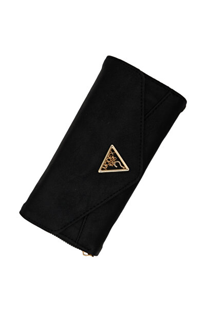 Velvoria Siyah Klinkır Kumaş Fermuarlı Kadın Cüzdanı