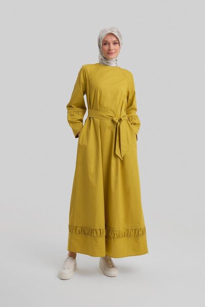 Armine Büzgü Detaylı Elbise 24y9825 Safran