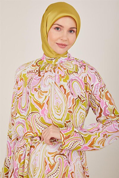 Armine Sim Detaylı Viskon Elbise 23y9638 Pembe