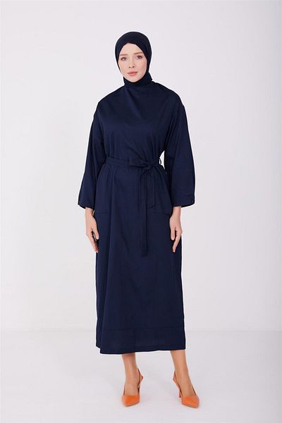 Armine Gabardine Belted Sports Dress 23y9606 Navy Blue