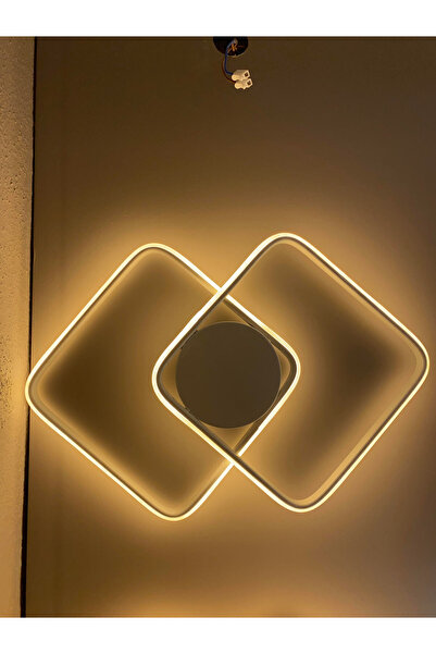 Zeya Lighting Yüksek Aydınlatmalı Kare Beyaz Tavan Plafonyer Led avize, 3 Renk Aydınlatma