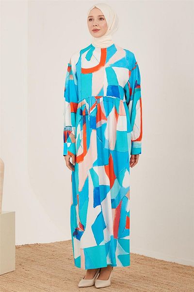 Armine Rochie albastră cu model geometric natural - 23Y9648
