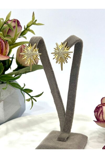 XUPING JEWELRY Vip Seri Şimal Yıldızlı Zirkon Taşlı Çelik Küpe (14k Gold)